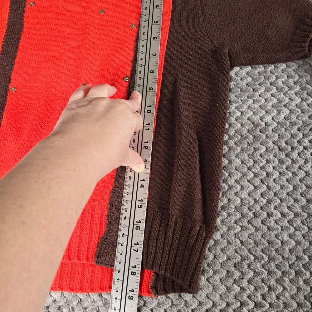 70s Vintage Dehen Knit‎ Cheerleading Outfit Orange & Brown Two Piece Set Small